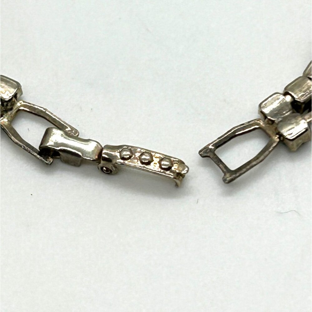 Vintage Tennis Bracelet With Black & Clear Rhinestones Silver Tone 6.5 Inches Lo - Picture 8 of 11